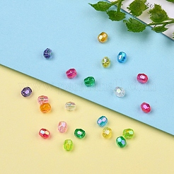 Abカラーメッキ環境に優しい透明アクリルビーズ  ファセットバレル  ミックスカラー  4x4mm  穴：4mm  10色  約250PCS /カラー  2500個/箱&nbsp;TACR-CJ0001-13