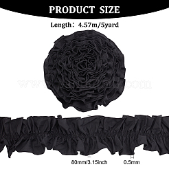 ポリエステルフリルトリミング  人形の服用  ロリータコスチュームアクセサリー  ブラック  80x0.5mm&nbsp;DIY-WH0430-116A