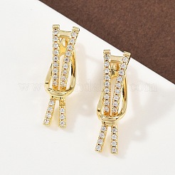 Brass Micro Pave Clear Cubic Zirconia Line Hoop Earrings&nbsp;EJEW-G446-02G