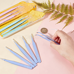 3Sets 3 Colors Stainless Steel Beading Tweezers Sets&nbsp;TOOL-DC0001-01