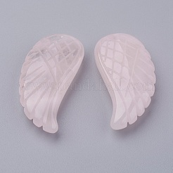 天然石ローズクォーツペンダント  ウイング  34~35x16~18x6.5~7.5mm  穴：1mm&nbsp;G-E435-F-17