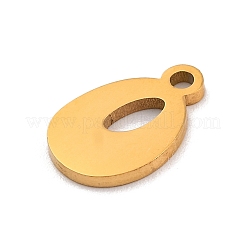 ステンレススチールチャーム201個  レーザー切断  レターチャーム  アルファベットのO  10.5x7x1mm  穴：1.2mm&nbsp;STAS-U016-01G-O