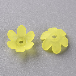 つや消しアクリルビーズキャップ  6花びら  花  きいろ  14x6mm  穴：2mm  約1660個/500g&nbsp;MACR-S371-07A-717