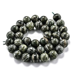 天然緑のゼブラジャスパービーズ連売り  ラウンド  10.5mm  穴：1mm  約37個/連  15.35インチ（39cm）&nbsp;G-L574-05C