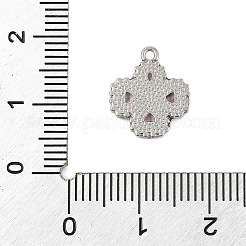 304ステンレススチールラインストーンペンダント  ステンレス鋼色  クローバー  ライトローズ  13.5x11.5x3mm  穴：1.2mm&nbsp;STAS-E547-06E-P
