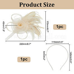 ポリエステルとフェザーのヘアアクセサリー  鉄ワニのヘアクリップで  ナバホホワイト  140x115x5mm&nbsp;AJEW-WH0031-31A