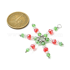 ガラスチャーム  スノーフレークチャーム  真鍮のパーツと銅線  プラチナ  56x52x5.5mm  穴：4.5mm&nbsp;PALLOY-JF03160