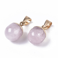 Top Golden Plated Natural Rose Quartz Pendants&nbsp;X-G-T131-03N
