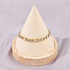 女性用304ステンレススチールフィガロチェーンブレスレット  イオンプレーティング（ip）  ゴールデン·ステンレス鋼色  7-1/8インチ（18cm）&nbsp;BJEW-G757-15GP