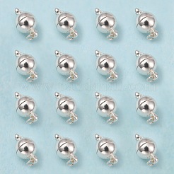 ループ付き真鍮製マグネットクラスプ  オープン丸カン付き  ニッケルフリー  ラウンド  銀色のメッキ  14x8mm  穴：2mm&nbsp;X-KK-MC020-S-NF