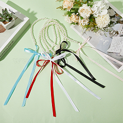 5Pcs 5 Colors ABS Plastic Pearl Round Beaded with Polyester Cord Pendant Necklaces for Women&nbsp;NJEW-CY0001-03