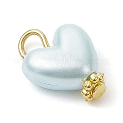 模造貝と真珠のアクリルパーツ  鉄ループ付き  ハート  ゴールドカラー  15x11x5.5mm  穴：2.7mm&nbsp;PALLOY-JF04518-02
