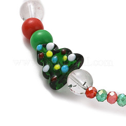 Lampwork & Natural Quartz Crystal & Acrylic Stretch Bracelet&nbsp;X1-BJEW-TA00256