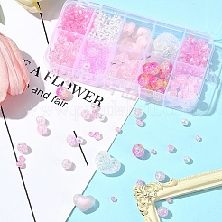 DIY ラウンド アクリル ビーズ ジュエリー作り ファインディング キット  ピンク  4~16x4~21x4~10.5mm  穴：1~2.5mm&nbsp;DIY-FS0007-05