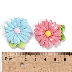 オペーク樹脂カボション  花  ミックスカラー  31.5x28.5x7.5mm&nbsp;RESI-Z044-01E
