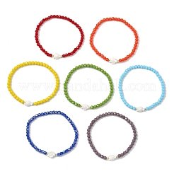 7Pcs 7 Colors Opaque Glass  & Synthetic Non-magnetic Hematite & Turquoise Beaded Stretch Bracelets Sets for Women&nbsp;BJEW-JB13946