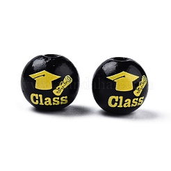 Senior Year Theme Printed Wooden Beads&nbsp;WOOD-D006-09