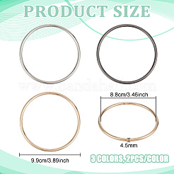 鉄製バッグハンドル 3色 6個  リング形状  ミックスカラー  99x4.5mm  内径：88mm  2個/カラー&nbsp;FIND-PH0038-61