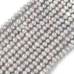 天然養殖淡水パールビーズ連売り  ロンデル  グレード3a+  グレー  4~4.5mm  穴：0.6mm  約117~120個/連  13.78インチ（35cm）&nbsp;PEAR-C004-02A