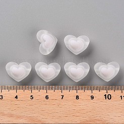 透明なアクリルビーズ  艶消し  二層ビーズ  ハート  ホワイトスモーク  13x17x9.5mm  穴：2.5mm  約420個/500g&nbsp;TACR-S152-08C-06