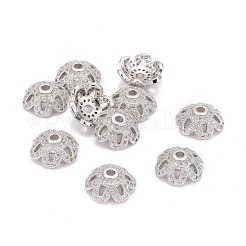 Eco-Friendly 6-Petal Flower Brass Micro Pave Cubic Zirconia Bead Caps&nbsp;ZIRC-M098-01P-FF