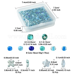 ガラスビーズ付きベーキングペイントガラスラウンドシードビーズ  ブルー  3~8x2~5mm  穴：0.9~1.2mm&nbsp;SEED-FS0001-23
