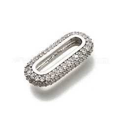 Brass Micro Pave Clear Cubic Zirconia Oval Linking Rings&nbsp;KK-Z093-43P