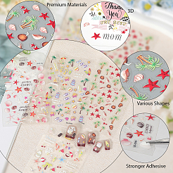 4Pcs 4 Styles Ocean Theme Self Adhesive PET Nail Art Stickers Decals&nbsp;MRMJ-SP0001-17