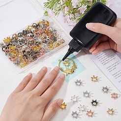 合金カボション  エポキシ樹脂は充填アクセサリーを供給します  樹脂ジュエリーのために  カドミウムフリー＆鉛フリー  クラウン  ミックスカラー  13.5x5.5mm  内径：5.5mm  6色  25個/カラー  150個/箱&nbsp;PALLOY-OC0002-22