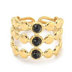 Ion Plating(IP) 304 Stainless Steel Synthetic Turquoise Cuff Rings&nbsp;G-Z056-05G-02