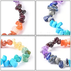 チャクラの宝石のストレッチブレスレット  水晶の線付き  内径：2-1/8インチ（5.5cm）&nbsp;X-BJEW-JB02288-02