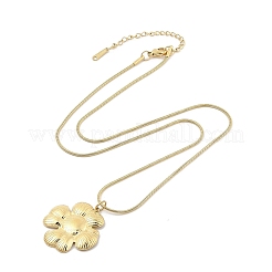 304 Stainless Steel Flower Pendant Round Snake Chain Necklaces&nbsp;NJEW-H044-07G