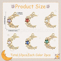 12Pcs 6 Colors Acrylic Rhinestone Pendants&nbsp;FIND-YW0011-60