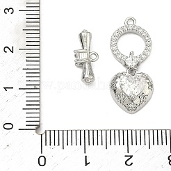 Brass Micro Pave Clear Cubic Zirconia Toggle Clasps&nbsp;KK-F934-05P