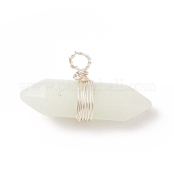 蓄光ガラスチャーム  シルバートーンの銅線を巻いた  弾丸  銀  11x23x7mm  穴：1.6mm&nbsp;PALLOY-JF01802-01