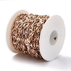 イオンプレーティング（IP）304ステンレススチールコーヒー豆チェーン  溶接されていない  スプールで  ローズゴールド  7.5x5.5x1.5mm  32.8フィート（10m）/ロール&nbsp;CHS-H031-04RG