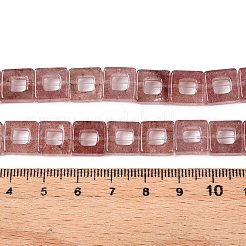 天然石ストロベリークォーツビーズ連売り  中空の四角  10x10x3~4mm  穴：1mm  約20個/連  8.07インチ（20.5cm）&nbsp;G-N342-103