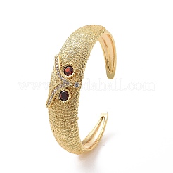 Cubic Zirconia Owl Open Cuff Bangle&nbsp;BJEW-F445-05G
