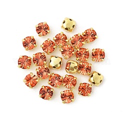 プレシオサ® マキシマ クリスタル 縫い付けカップ  チェコクリスタル  真鍮製爪付き台座付き  719 35 012 チャトン（丸）  ゴールドカラー  90350 パパラチャ  ss12（3~3.2mm）&nbsp;Y-PRC-SS12-90350-G
