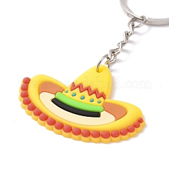 漫画 pvc プラスチック キーホルダー  メキシコの休日のパーティーの装飾のギフト キーチェーン  ソンブレロチャーム  帽子模様  9cm  ペンダント：32x45.5x3.5mm&nbsp;KEYC-F035-01B
