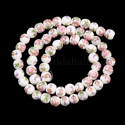 Floral Printed Porcelain Beads&nbsp;PORC-L004-6mm-M