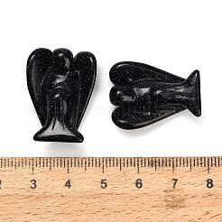 合成ブルーゴールドストーン宝石彫刻天使像  自宅オフィスのデスクトップの風水の装飾品  11~11.5x22~22.5x28~28.5mm&nbsp;GG-CBA8396-A14