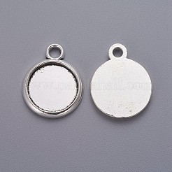 チベット風カボションセッティングペンダント  カドミウムフリー＆ニッケルフリー＆鉛フリー  アンティークシルバー  フラットラウンドトレイ：15mm  23.5x18.8x2.5mm  穴：3mm&nbsp;TIBE-A19755-AS-FF