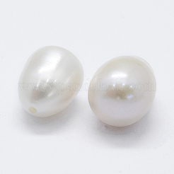 天然な培養された淡水パールビーズ  片穴  ポテト  フローラルホワイト  7~8x8~10mm  穴：0.8mm&nbsp;PEAR-P056-022-01