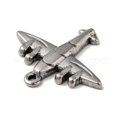 304ステンレスペンダント  飛行機チャーム  アンティークシルバー  21x25x2.5mm  穴：1.4mm&nbsp;STAS-G278-29AS