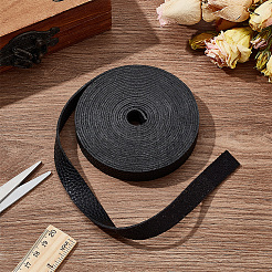 平らな模造革コード  ブラック  15mm  約4.37~5.47ヤード（4~5m）/バンドル&nbsp;OCOR-WH0086-69A-01
