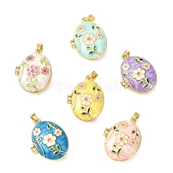 6Pcs 6 Colors Brass Enamel Locket Pendants&nbsp;KK-CJ0005-72