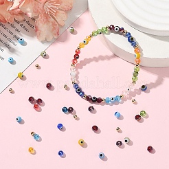 100Pcs Handmade Evil Eye Lampwork Round Bead Strands&nbsp;LAMP-YW0001-75
