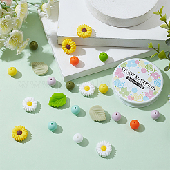 DIYの花と葉のブレスレット作りキット  シリコーンビーズを含む  弾性糸  ミックスカラー  44個/セット&nbsp;DIY-PH0009-33