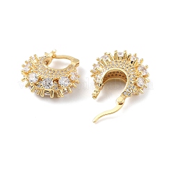 Clear Cubic Zirconia Teardrop Thick Hoop Earrings&nbsp;EJEW-P227-03G